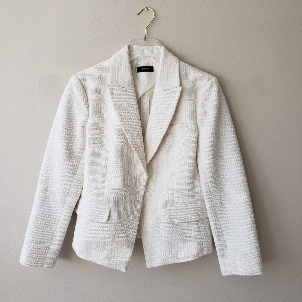 Theory Ivory Textured Blazer, s8
